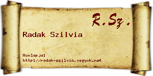 Radak Szilvia névjegykártya